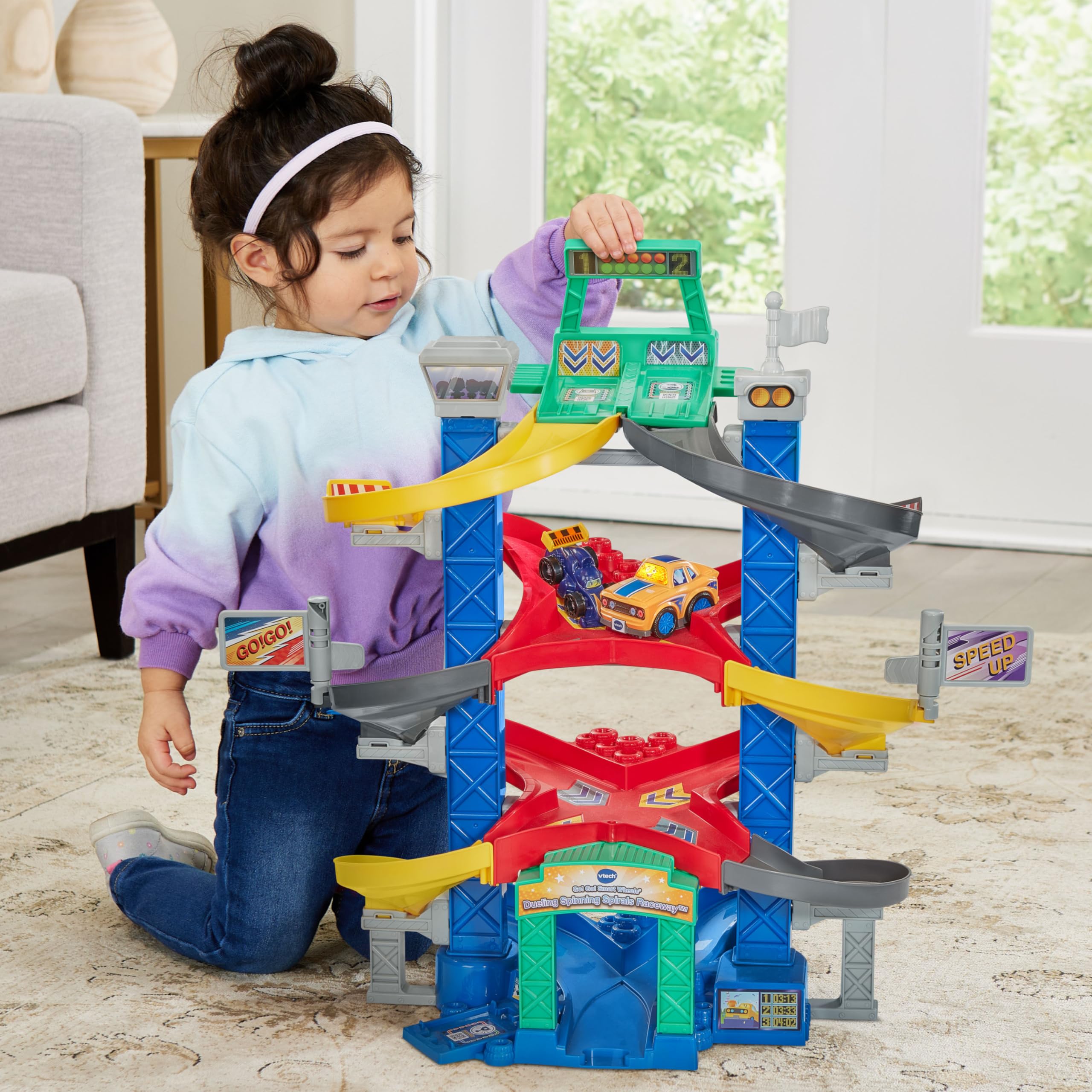 VTech - Tut Tut Bolides Série Pro, Super Tour Duo Challenge avec Voiture de Course Lenny As du Circuit, Circuit Voitures Enfant, 3 Zones Magiques, Cadeau Enfant de 2 Ans à 6 Ans - Contenu en Français