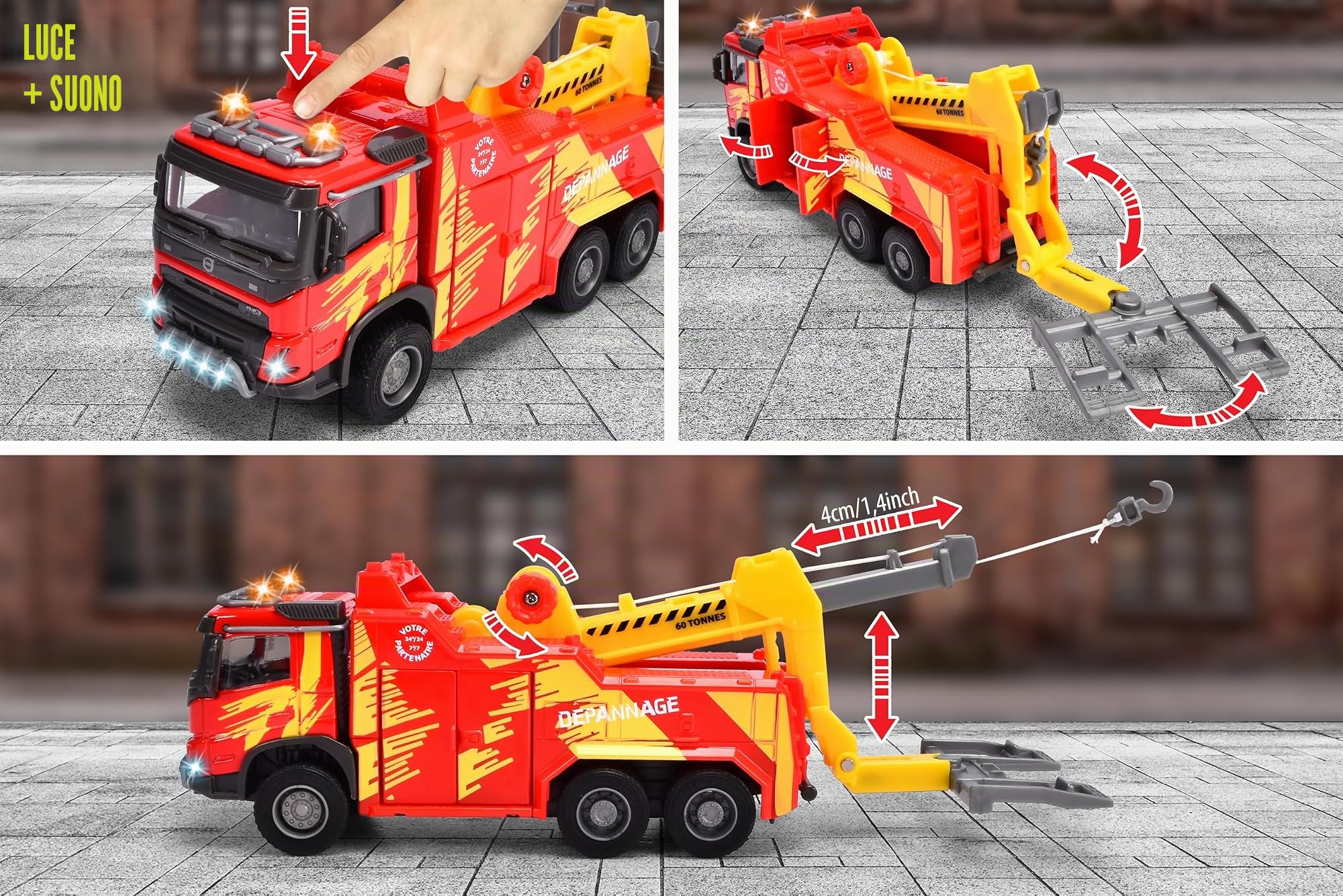 Majorette - Grand Series - Volvo Carro attrezzi - 20 cm (scala 1/43°) - Suoni e luci - Da 3 anni - 213743002002