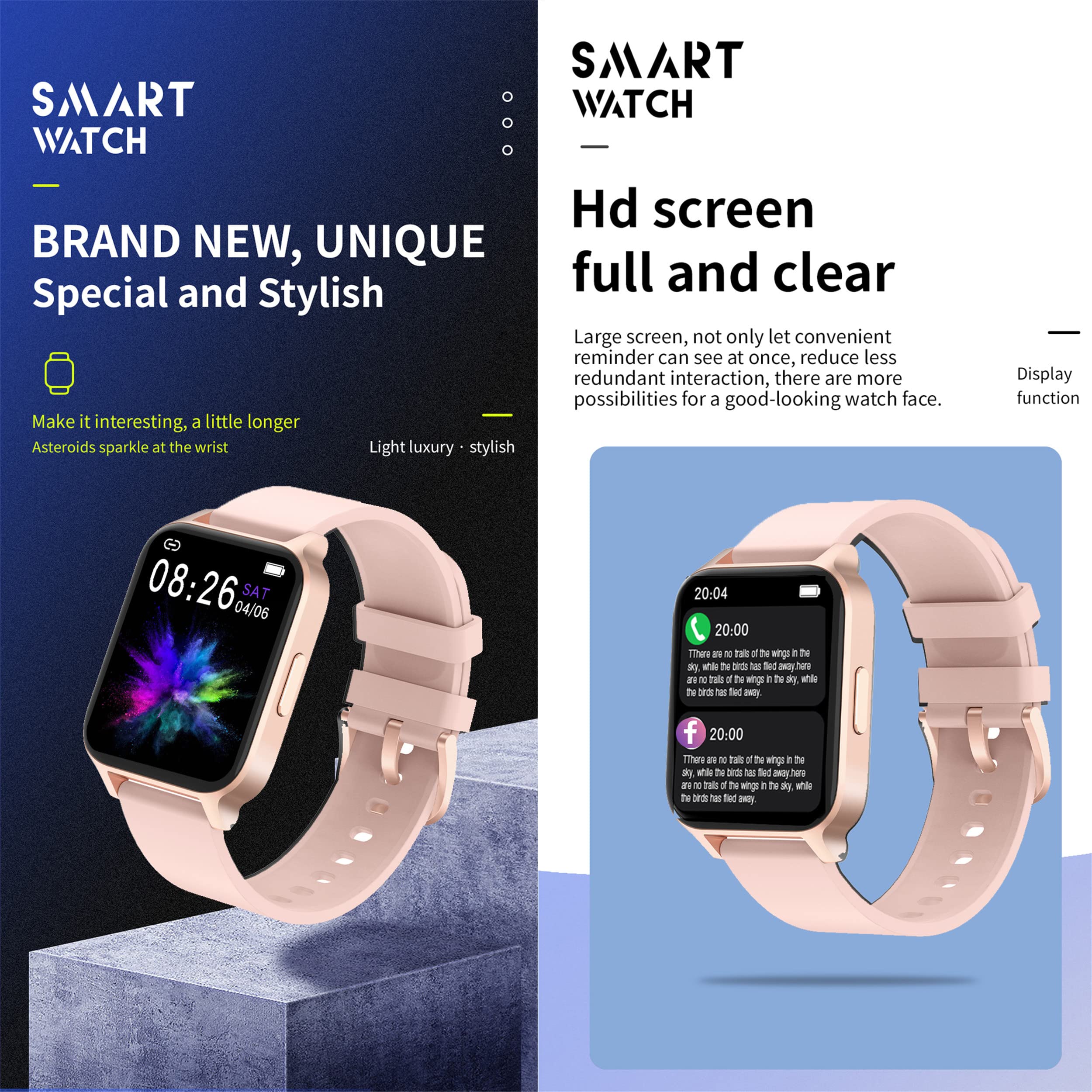 Smartwatch, Reloj Inteligente Impermeable IP68 para Hombre Mujer, Pulsera de Actividad Inteligente con Monitor de Sueño Contador de Caloría Pulsómetros Podómetro para Android iOS