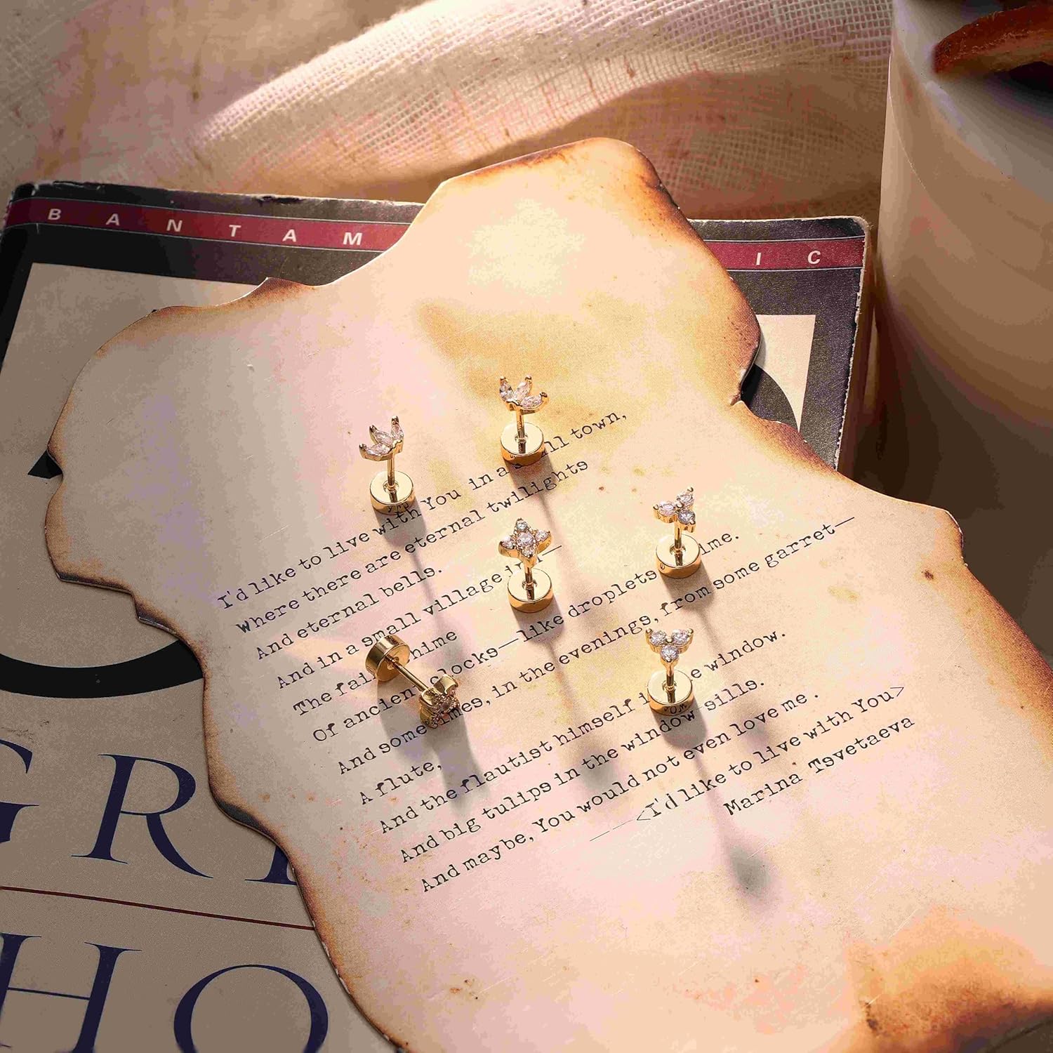 KRFY Flat Back Stud Earrings for Women - S925 Sterling Silver Post Cartilage Helix Piercing Jewelry 14K Gold Plated Silver - Image 2