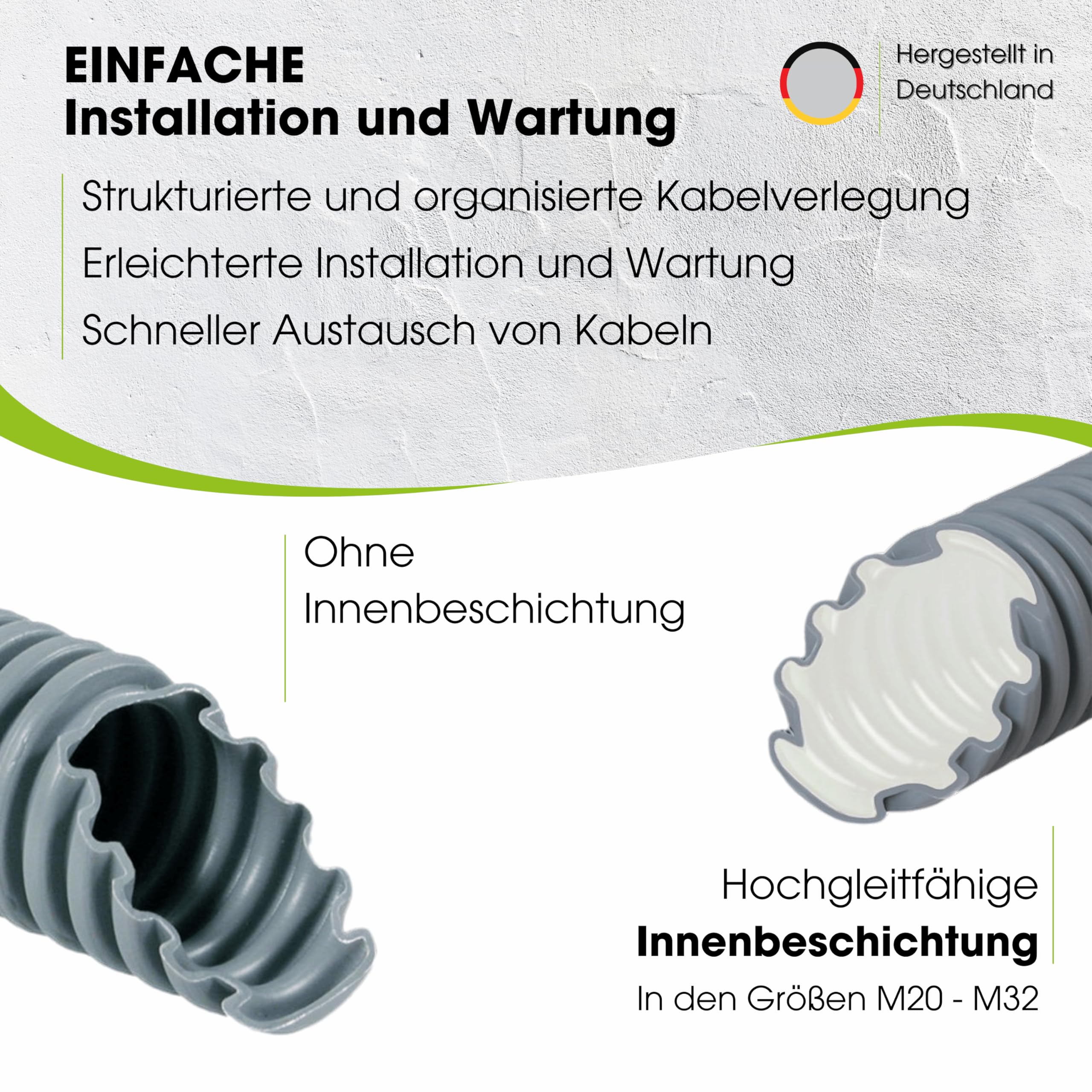METEOFLEX PLUS Leerrohr 750N M16 / M20 / M25 / M32 / M40 / M50 aus PE-HD - Wellrohr für Erdreich, Erdverlegung, Außenbereich, Beton, etc. - hohe Druck- & Schlagfestigkeit (M25-50m)
