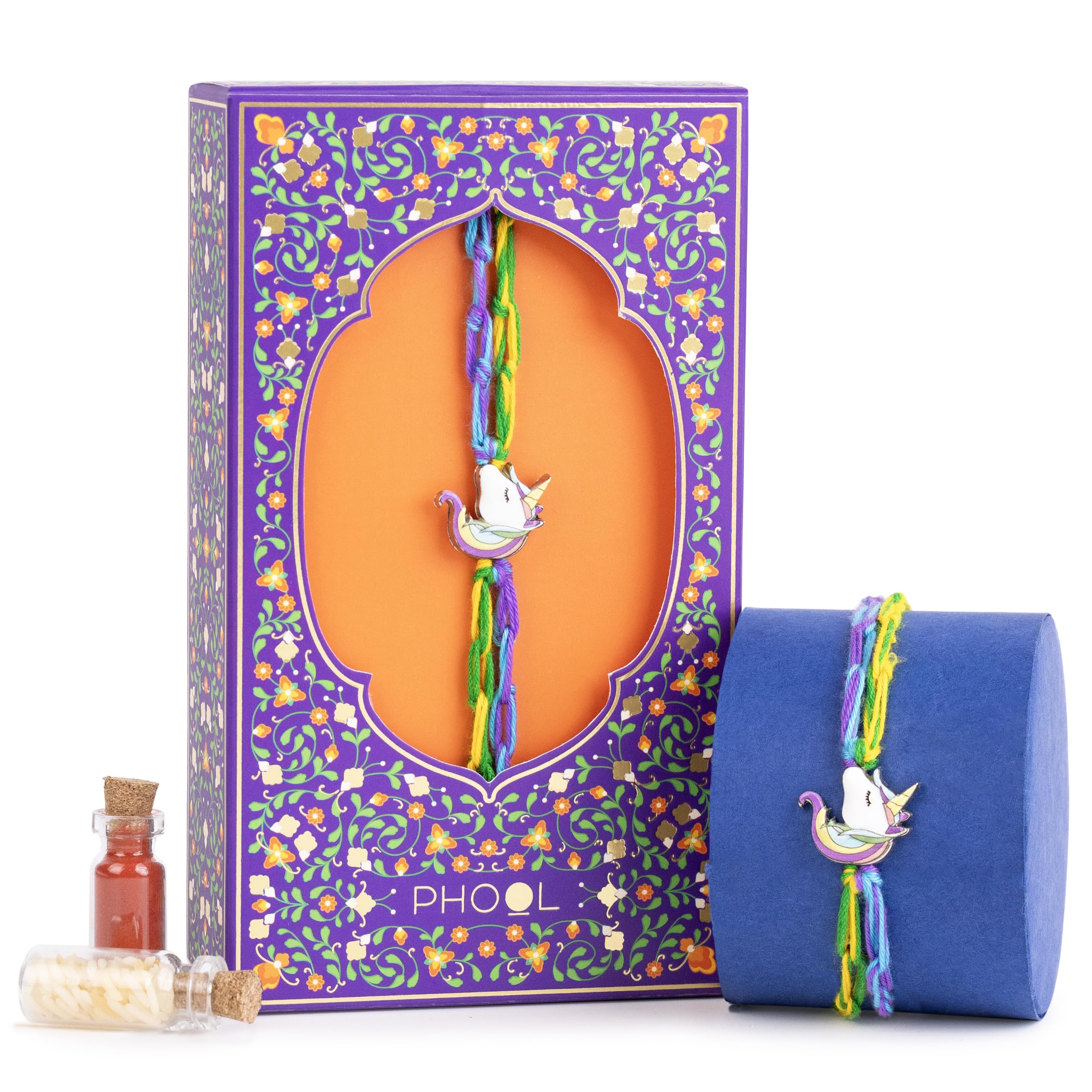 PHOOL LUXURY INCENSE Rakhi Set for Brother | Assorted Designer Rakhis - Plantable, Unicorn, Evil Eye & Wood Kaudi | Pure Cotton | Handcrafted | Raksha Bandhan Gift-image-20