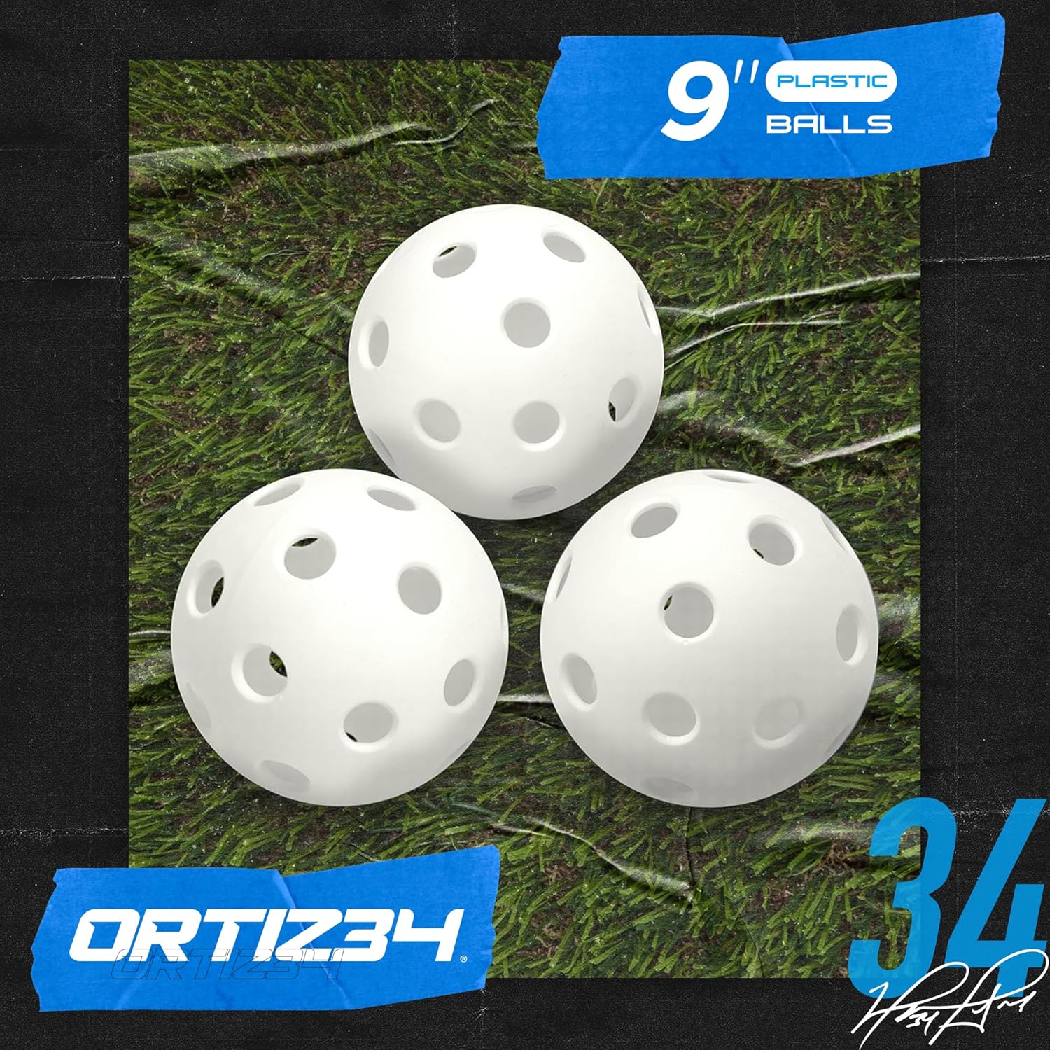 Ortiz34 Bat & Ball Set - Graffiti Plastic Bat & Ball Homerun Set- David Ortiz Backyard Baseball Set for Youth, Kids, Teenagers, Adults (Bat & Ball Set, Blue)