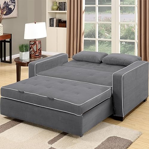 Miniatura 59 de Serta Ainsley Sofá biplaza con cama extraíble de microfibra Java Full Java,Carbón vegetal,Gris claro,Ostra,Azul marino