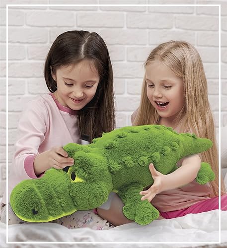 Miniatura 7 de DolliBu - Almohada de peluche de cocodrilo tamaño – Almohada súper suave de animales para niños, acogedora siesta, almohada de suelo para niños y