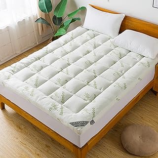 Bamboo_Viscose Mattress Topper Twin Size, Cooling Extra 3 Inch Thick Breathable Mattress pad, 8-21”Deep Pocket Soft Quilted Fitted Mattress Cover with Down Alternative Fill