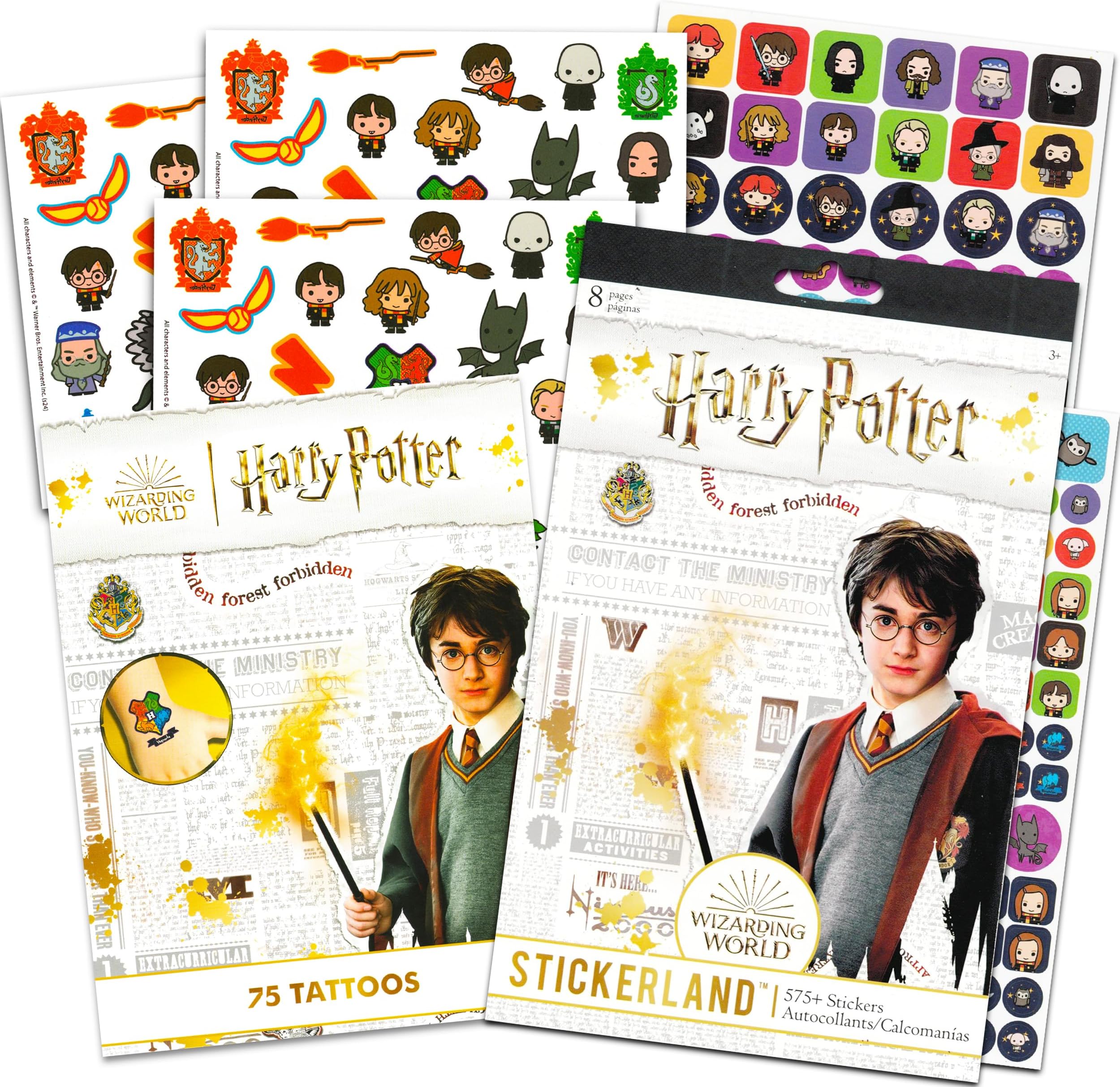 Harry Potter Party Favors Super Set ~ Bundle of 75 Harry Potter Temporary Tattoos and 295+ Harry Potter Stickers Decorations | Wizard Party Supplies