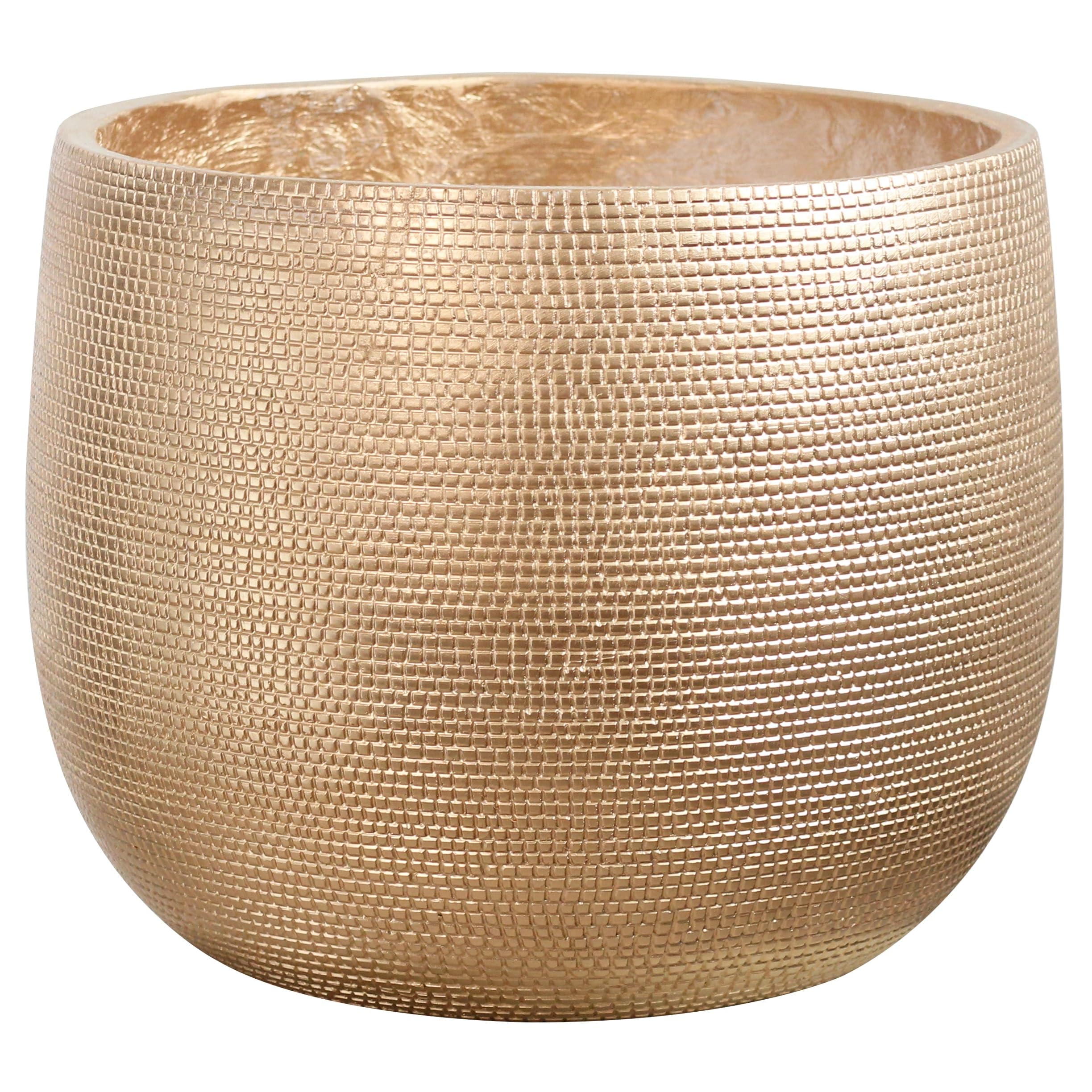 Olly & Rose Barcelona Ceramic Plant Pot - Flower Pots - Plant Pots Indoor & Outdoor Planters (Gold, 40cm)