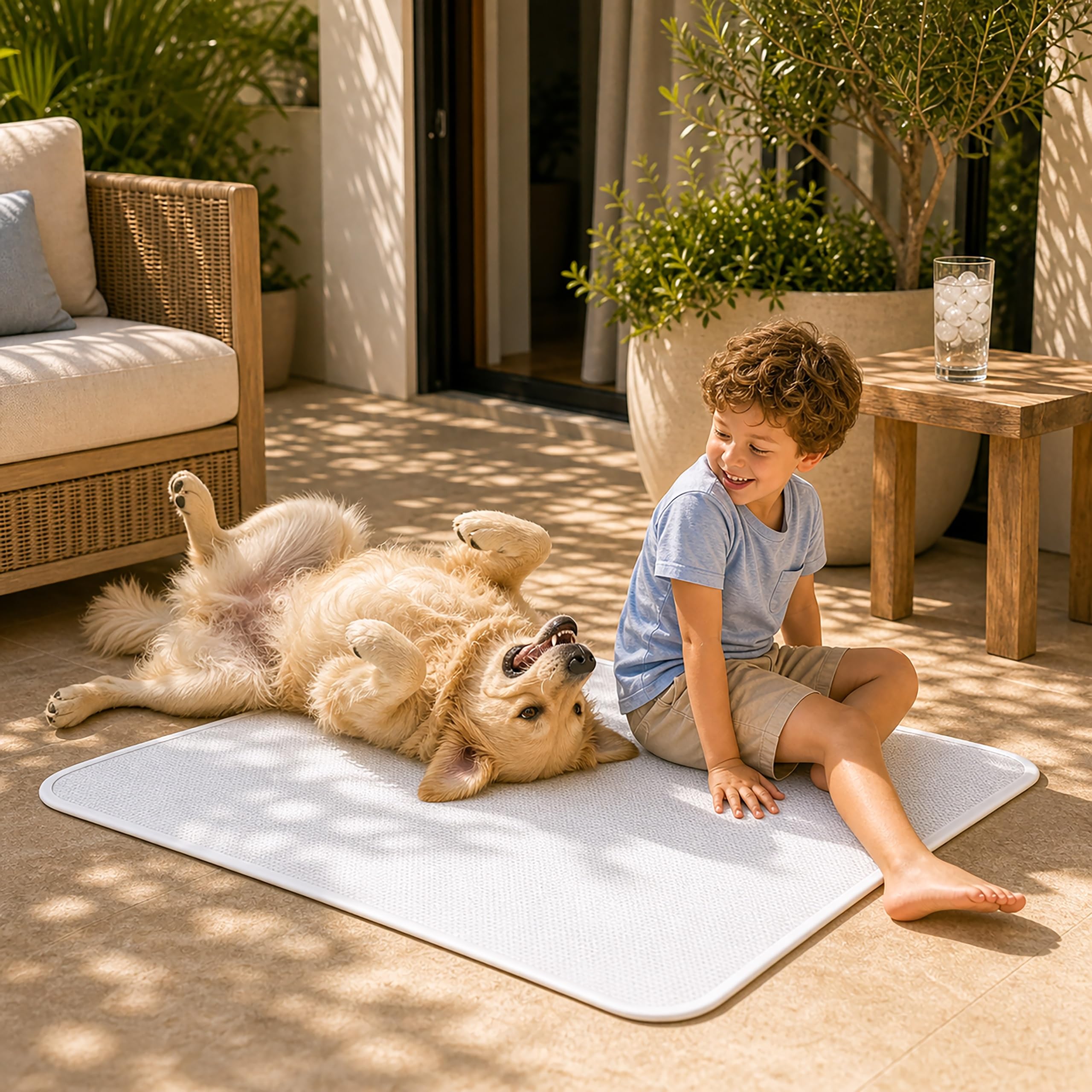 PillowPrim Tapis rafraîchissant imperméable pour chien – Couverture auto-rafraîchissante avec dessous en tissu espacé respirant, facile d'entretien et polyvalent