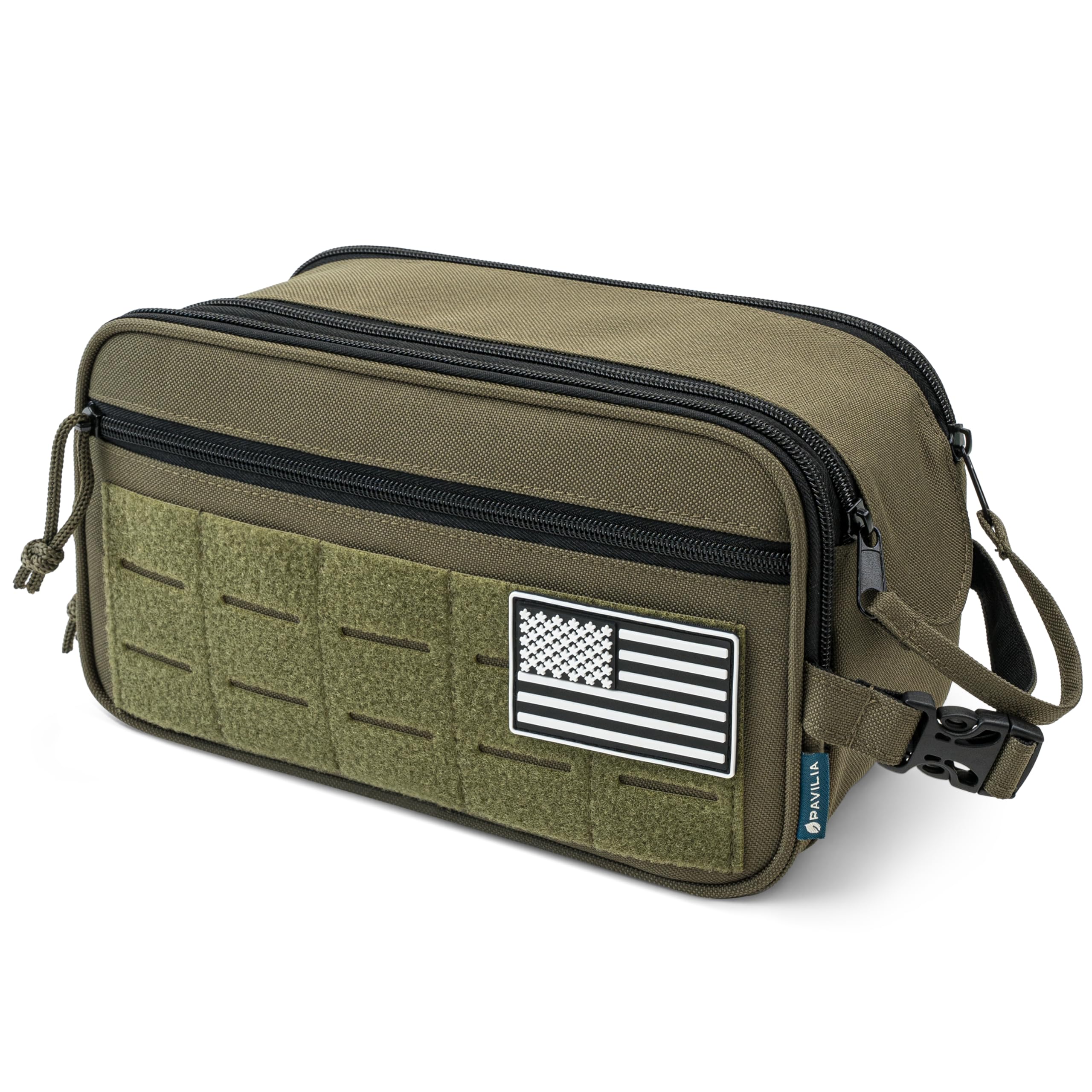 PAVILIA Taktische Kulturtasche für Herren, Hygiene-Reisetasche, Militär-Dopp-Kit, wasserabweisende Molle-Tasche, für Herren, Rasierpflege, Badezimmer, Dusche, Toilettenartikel, kleiner Organizer