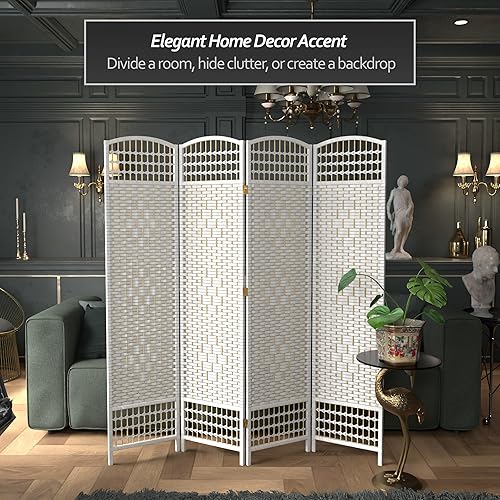 Miniatura 2 de Oriental Furniture - Divisor de habitación de tejido de fibra de 5 12 pies de alto, color negro, 4 paneles