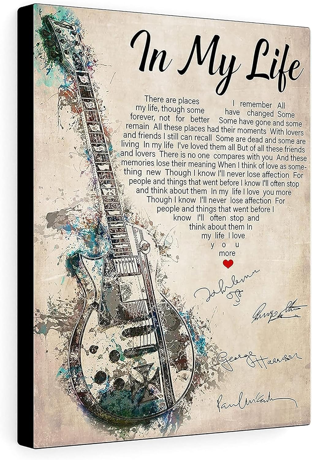 DTD GLOBAL Guitar Lover in My Life Lyrics There are Places Decor Wall Art, Painting Decor Wall Art Birthday Gifts Frame Canvas Gallery Wraps 1.25 inches - Print in US - Full Size