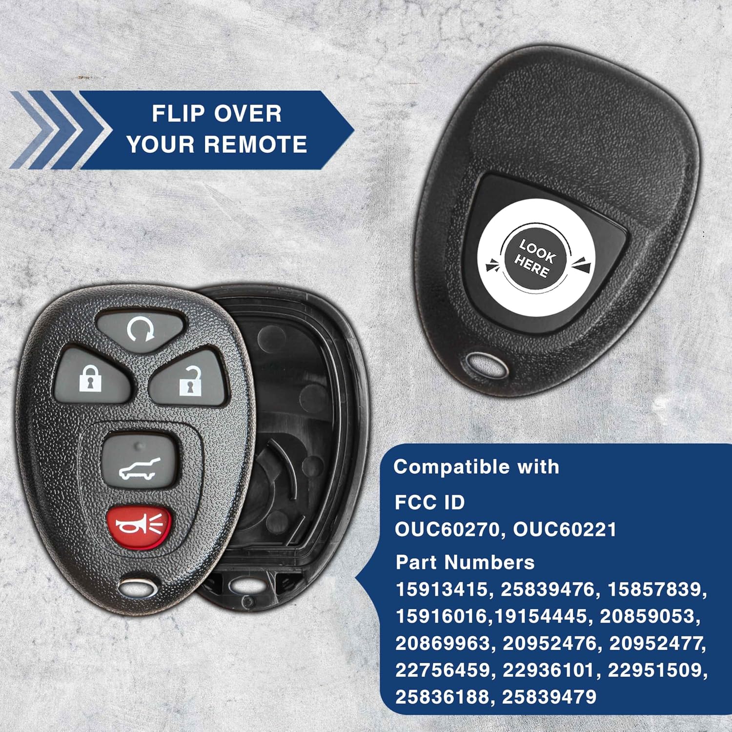 KeylessOption Just The Case Keyless Entry Remote Key Fob Shell, Pack of 2 - Black