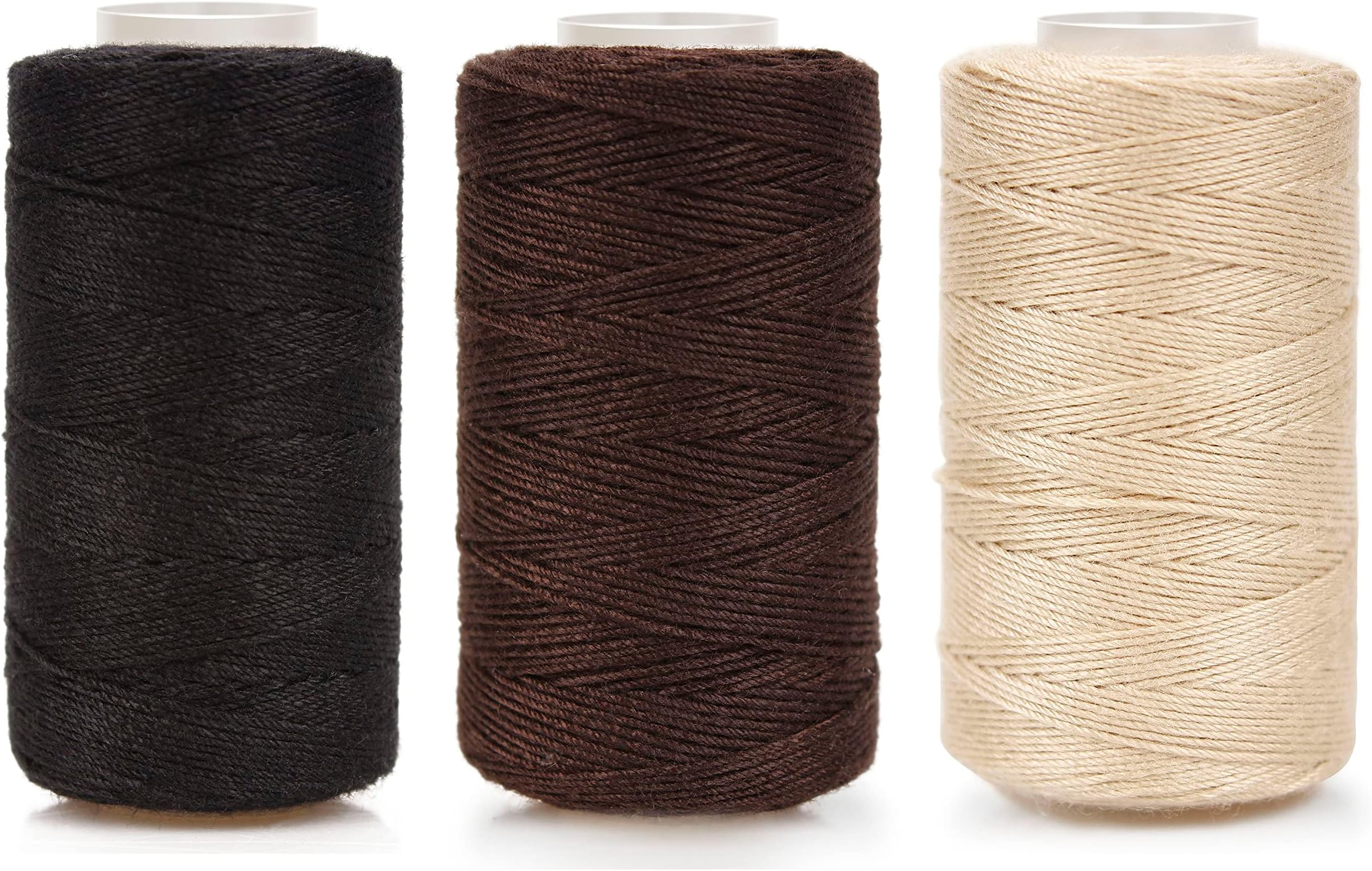 Beayuer Professional Hair Weave Tools - 3pcs Threads (Black, Brown, Beige) for Wig Sewing & Hair Weft Weaving