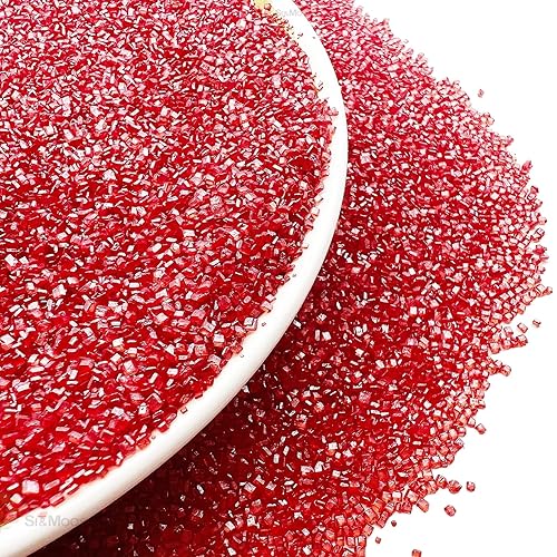 SE Si&Moos Gránulos gaseosos comestibles rojos de azúcar para lijar cristales de azúcar para decoración de galletas, rimmer comestible con purpurina