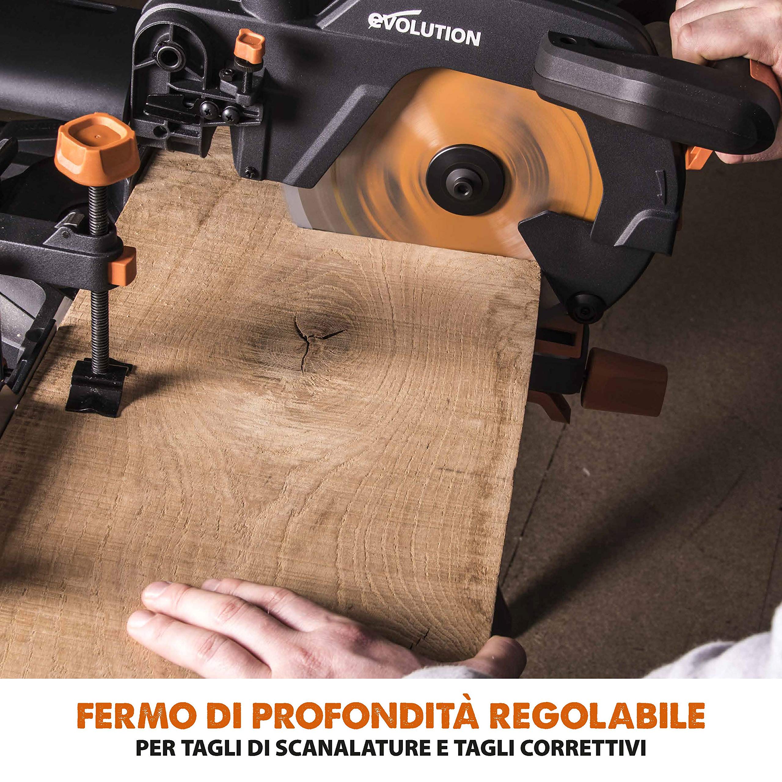 Evolution Power Tools R255SMS+ Troncatrice Radiale Scorrevole Multi-Materiale 255 mm con Pacchetto Plus, 230 V