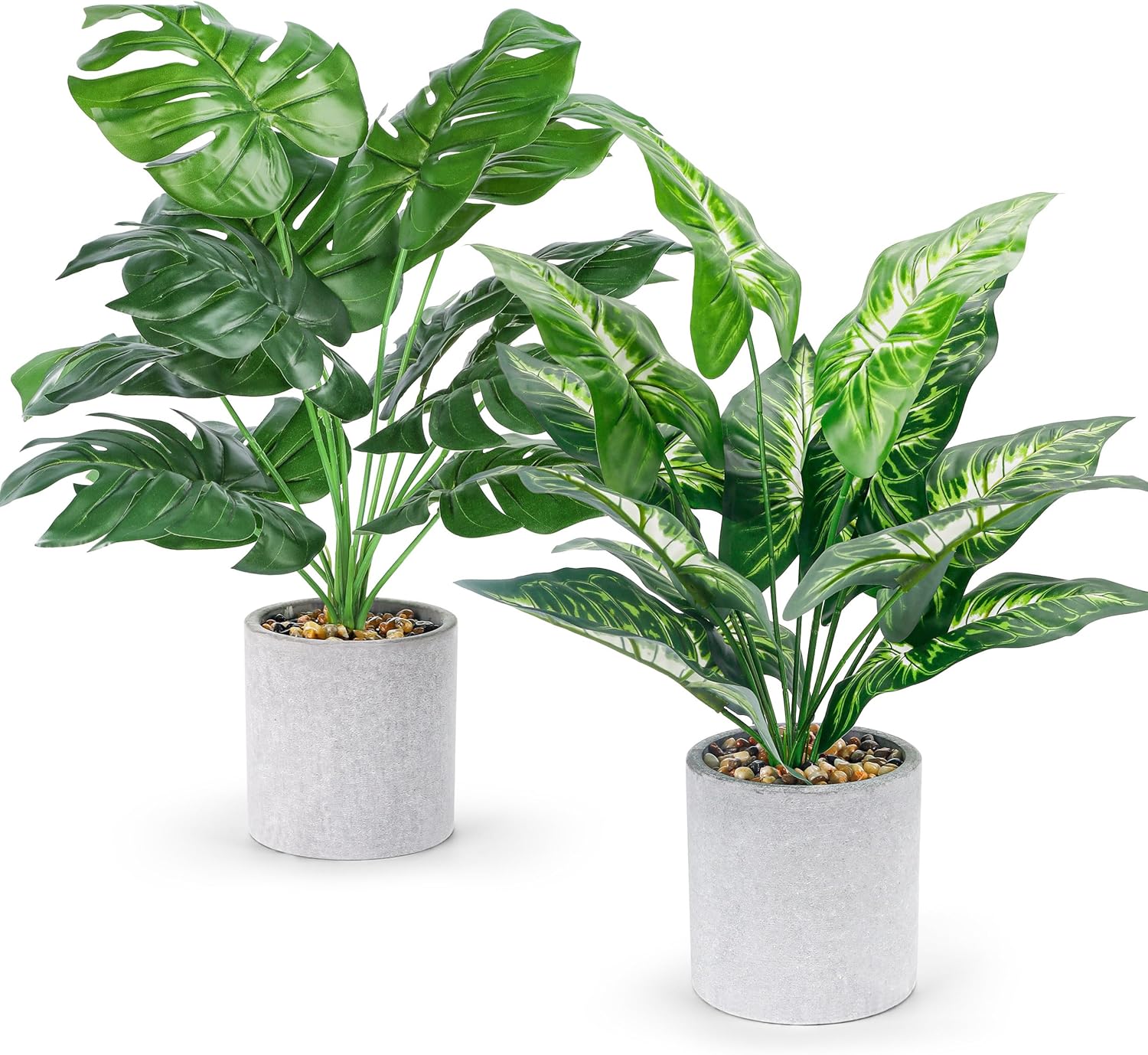 2pcs Fake Plants 16″ Faux Plants Artificial Tropical Plants Indoor for Home Office Desk Kitchen Bathroom Table Shelf Decor