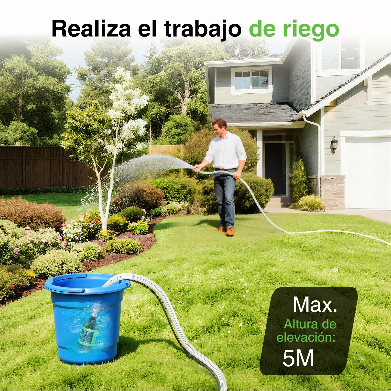 TaskStar Bomba Sumergible de Agua Inalámbrica Brushless, 4164 L/h Pequeña Bomba Portátil Utilitaria con Batería 4000mAh para Piscina, Jardín, Camping, Barco, Barriles de Lluvia, Drenaje Exterior