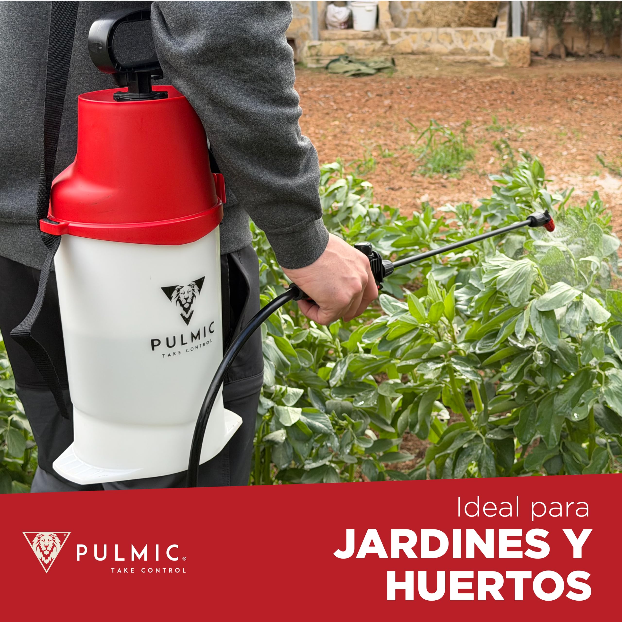 Pulverizador a Presión 5 litros, Pulverizador Manual para Plantas y Jardín, Sulfatadora Manual para Herbicidas e Insecticidas, con Lanza y Boquilla Regulable, Pulverización Precisa, PULMIC Raptor