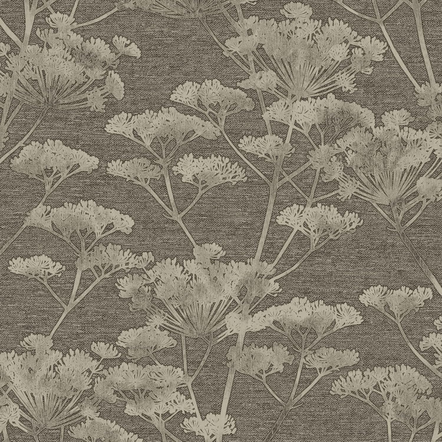Boutique Serene Seedhead Taupe and Gold Wallpaper