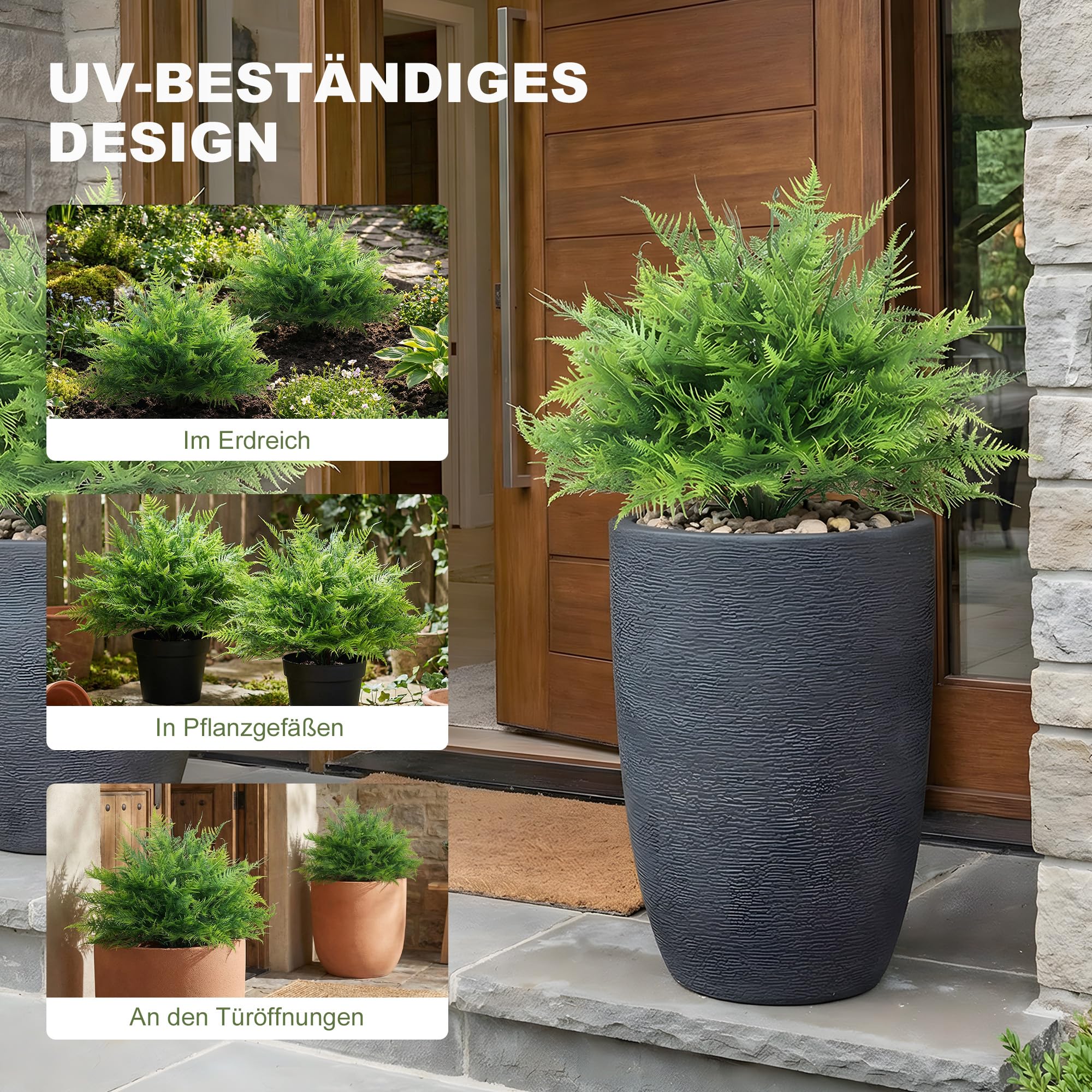 HOMCOM Lot de 2 fougères de Boston artificielles UV résistantes Vert