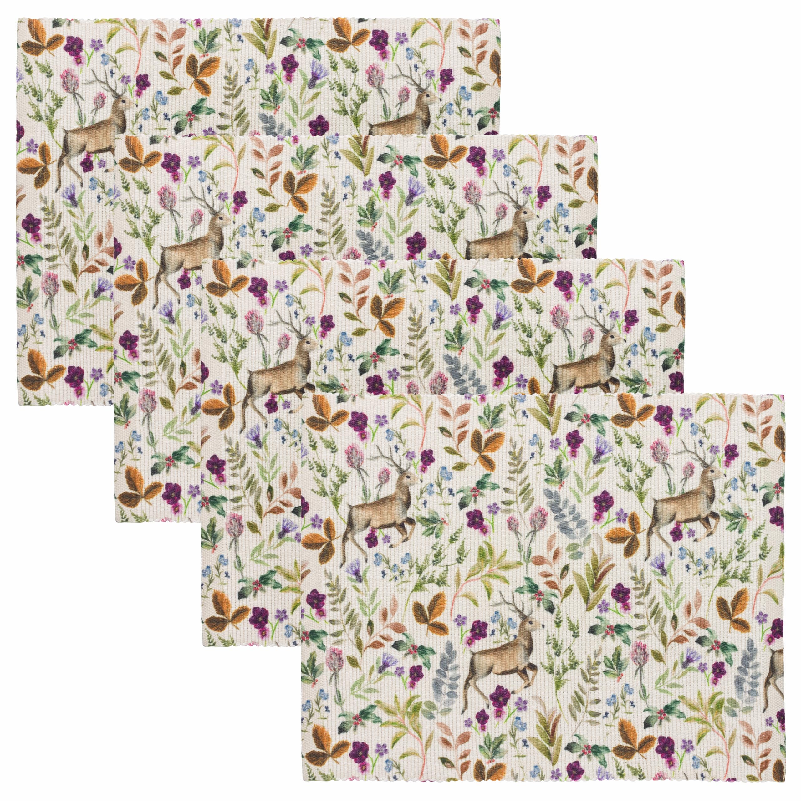 Evans Lichfield Reindeer Set of 4 Festive Placemats, Berry