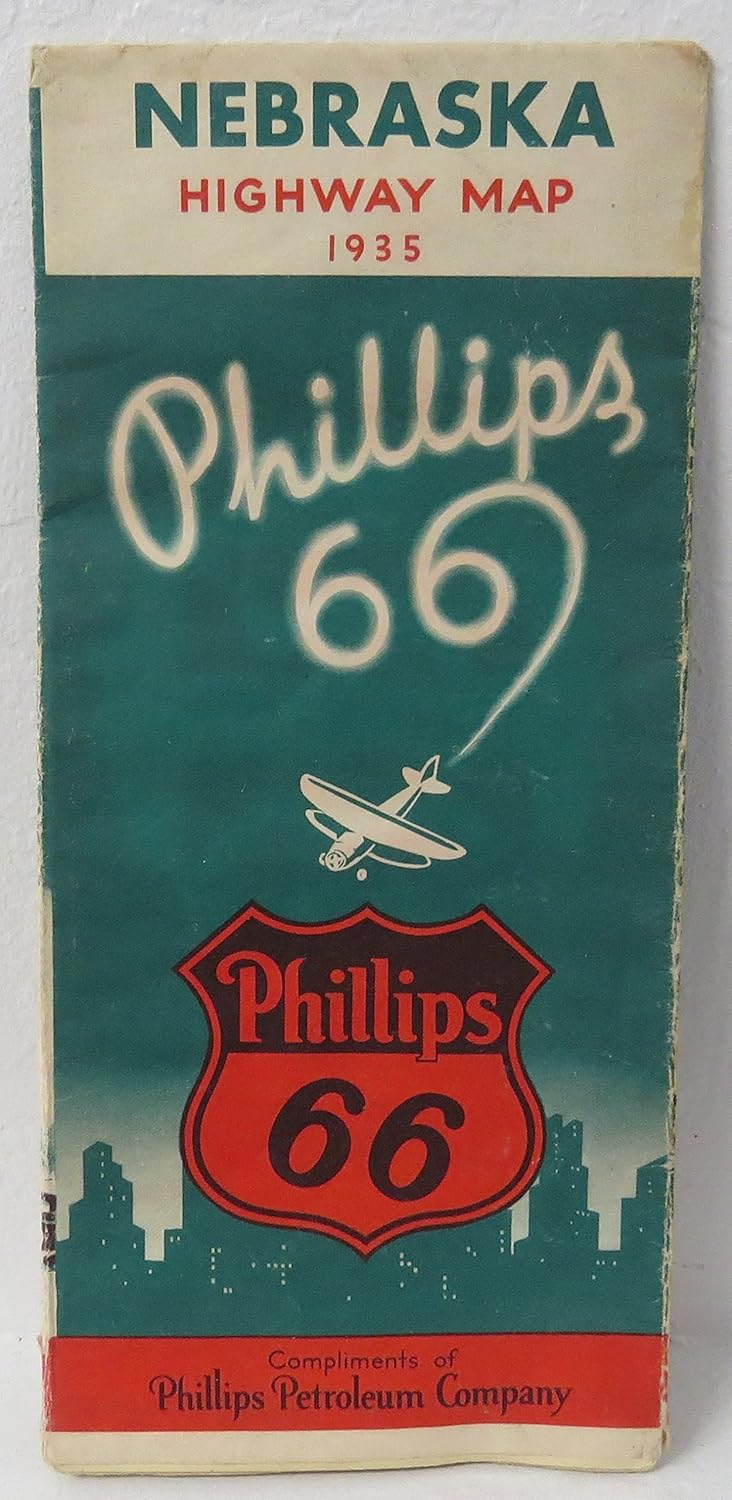 Phillips 66 Nebraska Highway Map 1935 Phillips Petroleum Company