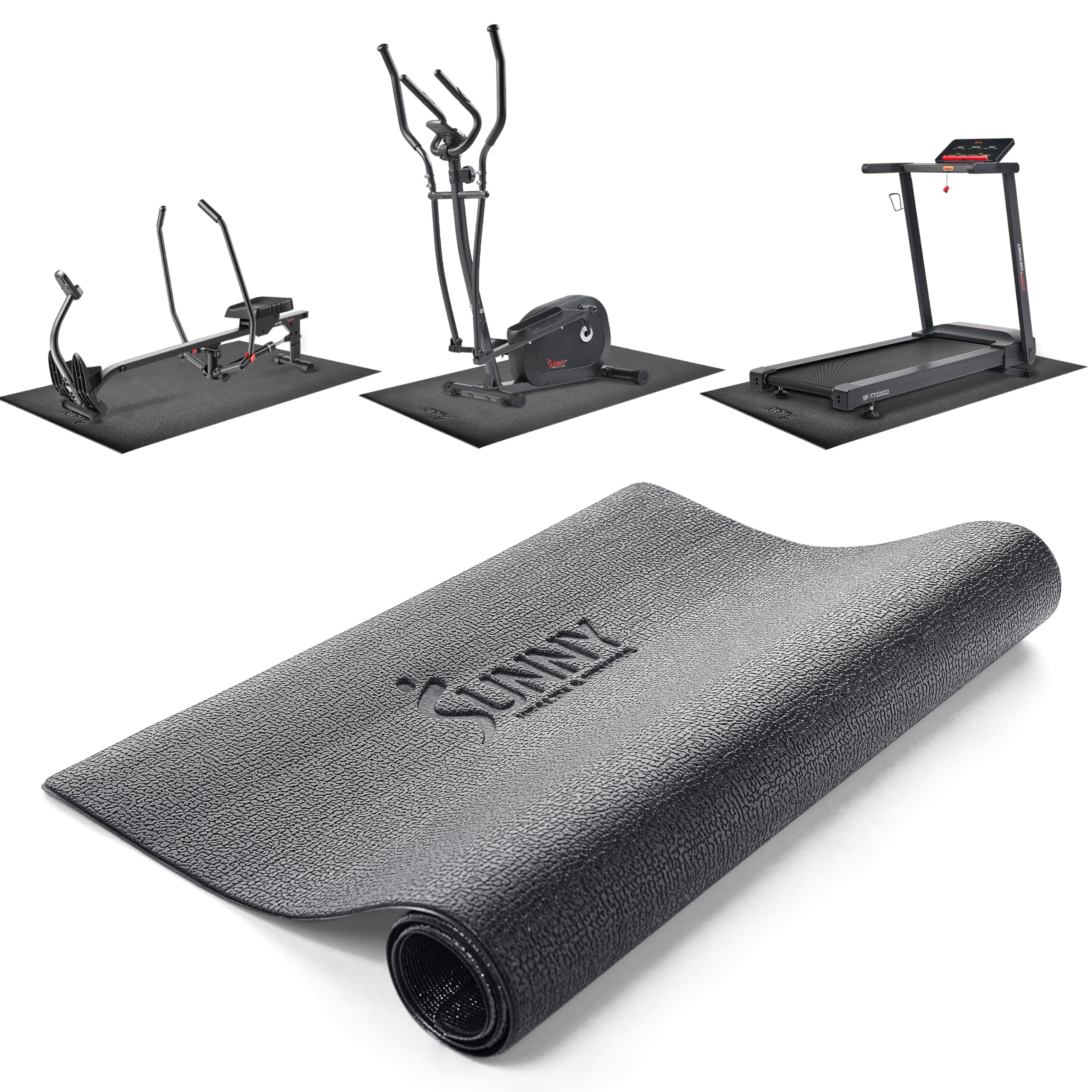Sunny Health & Fitness Exercise Equipment Mat, Home Gym Mat for Bikes, Treadmills, Ellipticals, Steppers and Rowers, Non-Slip High Density Foam Mat, Floor Protector - Available in 4 Size
