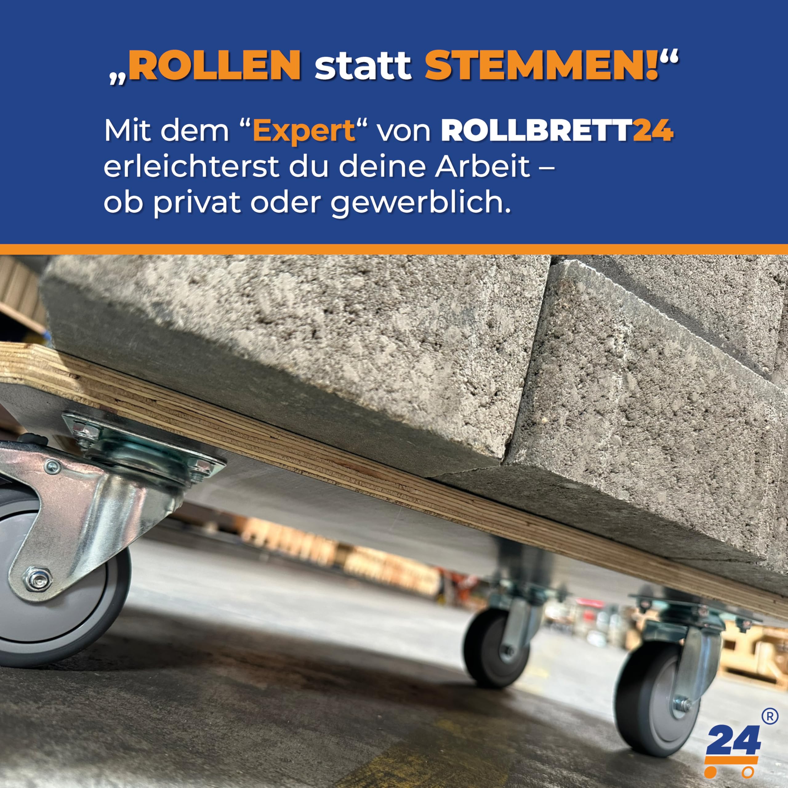 Expert – 2er-Set Transportroller 60x40 cm – 850 kg (1.700kg gesamt) Siebdruckplatte, PP-Räder, Rollbrett Möbelroller, Transporthilfe für Umzug, Möbel-Transport Rollwagen Möbelhund Roller