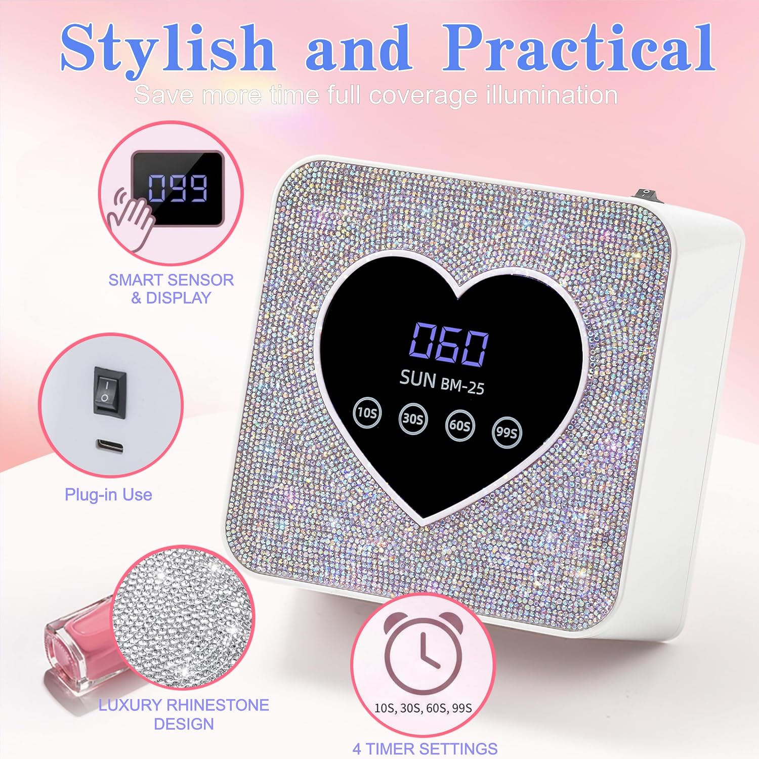 UV LED Nail Lamp,Nail Curing Lamps for Gel Polish with Automatic Sensor/4 Timer Setting,Led Nail Dryer, Professional Nail Art Drying Tools for Fingernail and Toenail