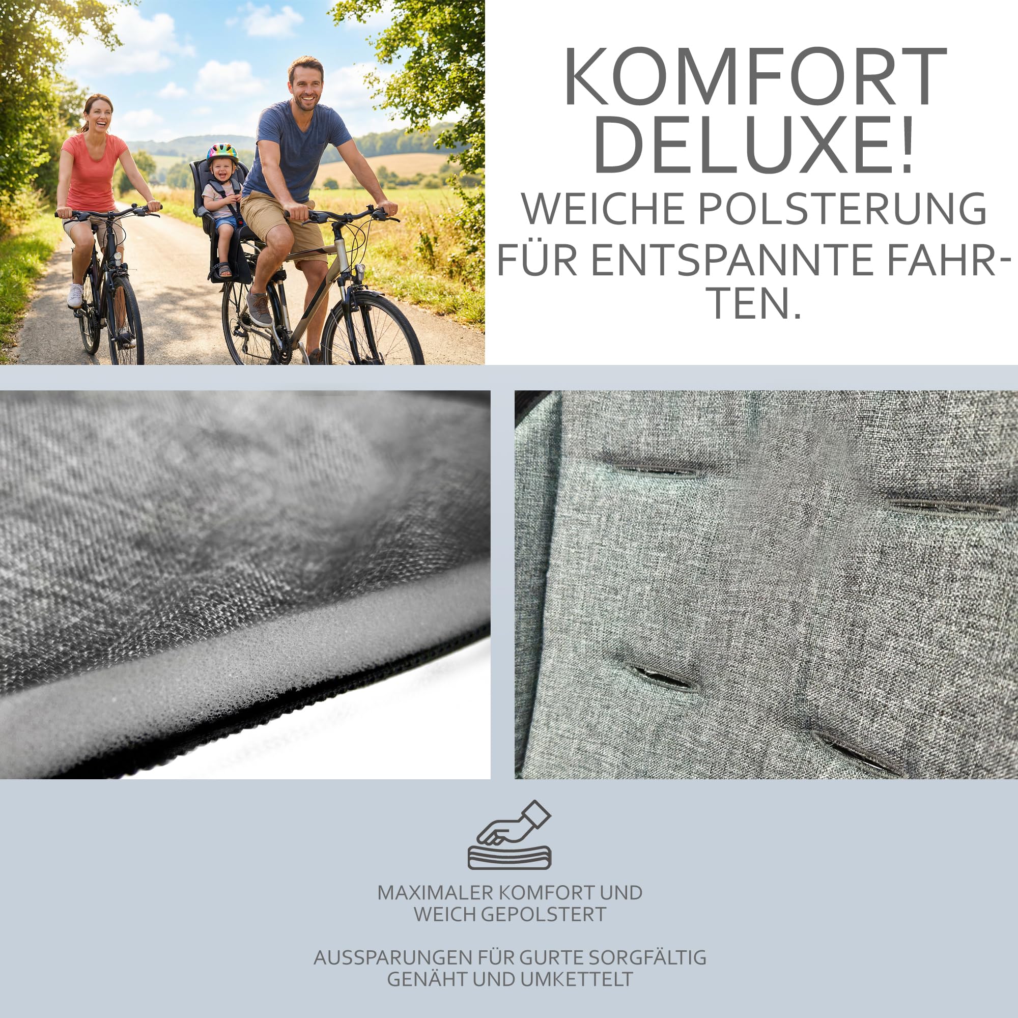 Ersatzbezug kompatibel mit Römer Kinderfahrradsitz – Weiches Ersatzpolster für Fahrradsitz Kinder – Sitzbezug, waschbar bei 30°C – Komfort Polster für Kinder Fahrradsitz MOD 2 (Bärchen blau) Baby