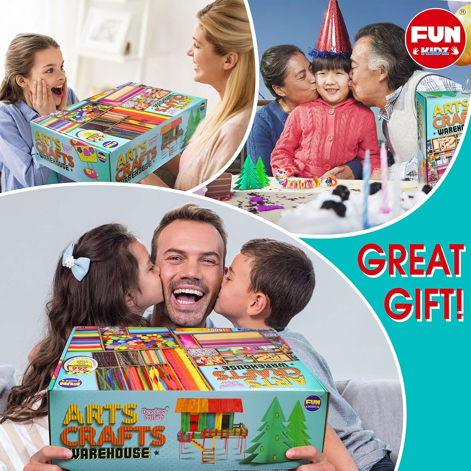 3 Layers Jumbo Arts and Crafts Supplies Warehouse, Funkidz 1500+ Premium Huge Craft Materials Kit for Kids Big Creative Activities Gift Stuff for Boys and Girls : Toys & Games