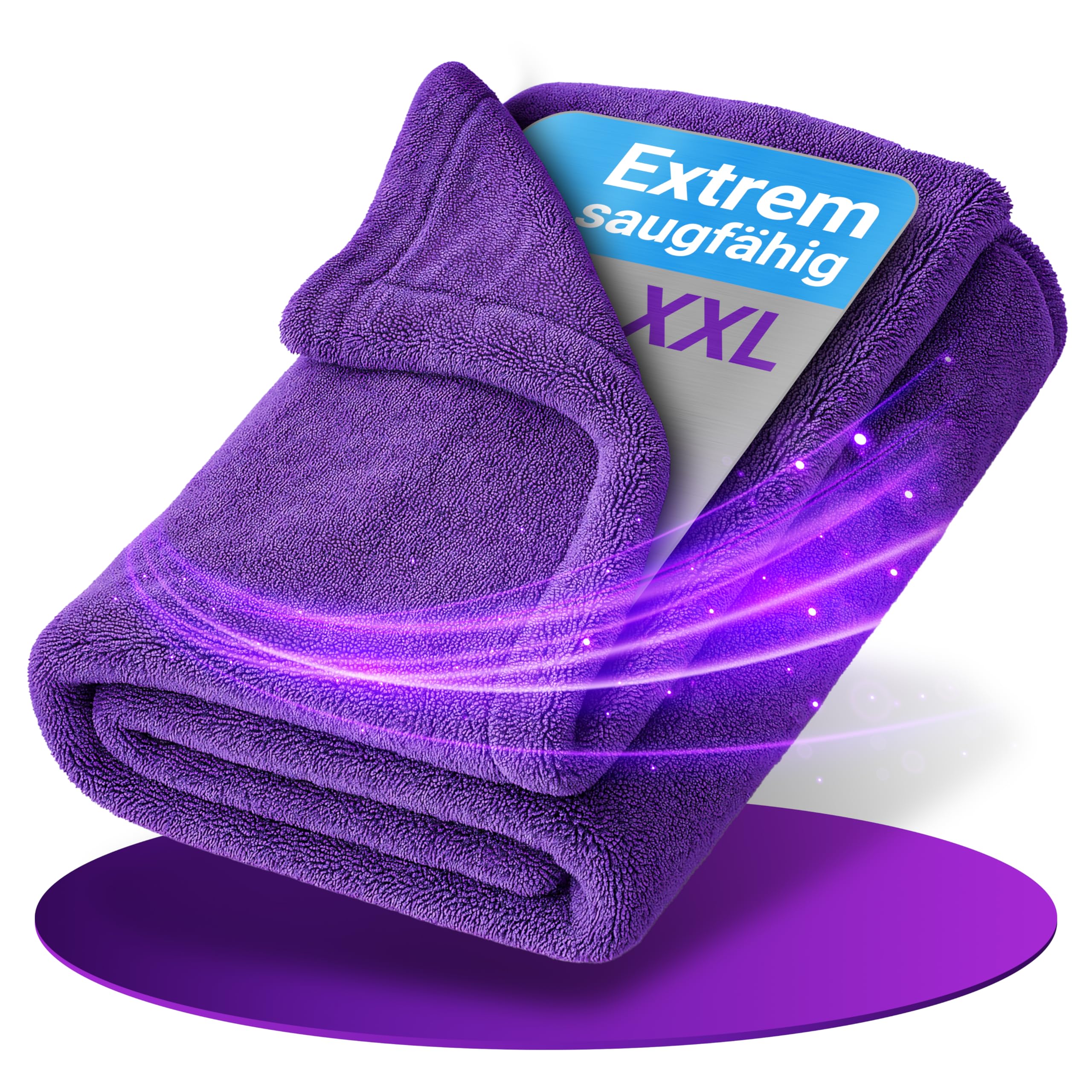 NIVOLOX® Auto-Trockentuch XXL 90x60cm, 1400 GSM, Detailing-optimiert. Extrem saugstark, lackschonend, doppelseitig, Soft-Edge. Twisted Loop für schnelles, streifenfreies Trocknen.