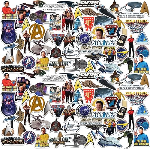 Star Trek - Paquete de calcomanías de vinilo troquelado de lujo grandes paquete variado de calcomanías para laptop botella de agua álbumes de Star Trek - Paquete de calcomanías de vinilo troquelado de lujo grandes paquete variado de calcomanías para laptop botella de agua álbumes de