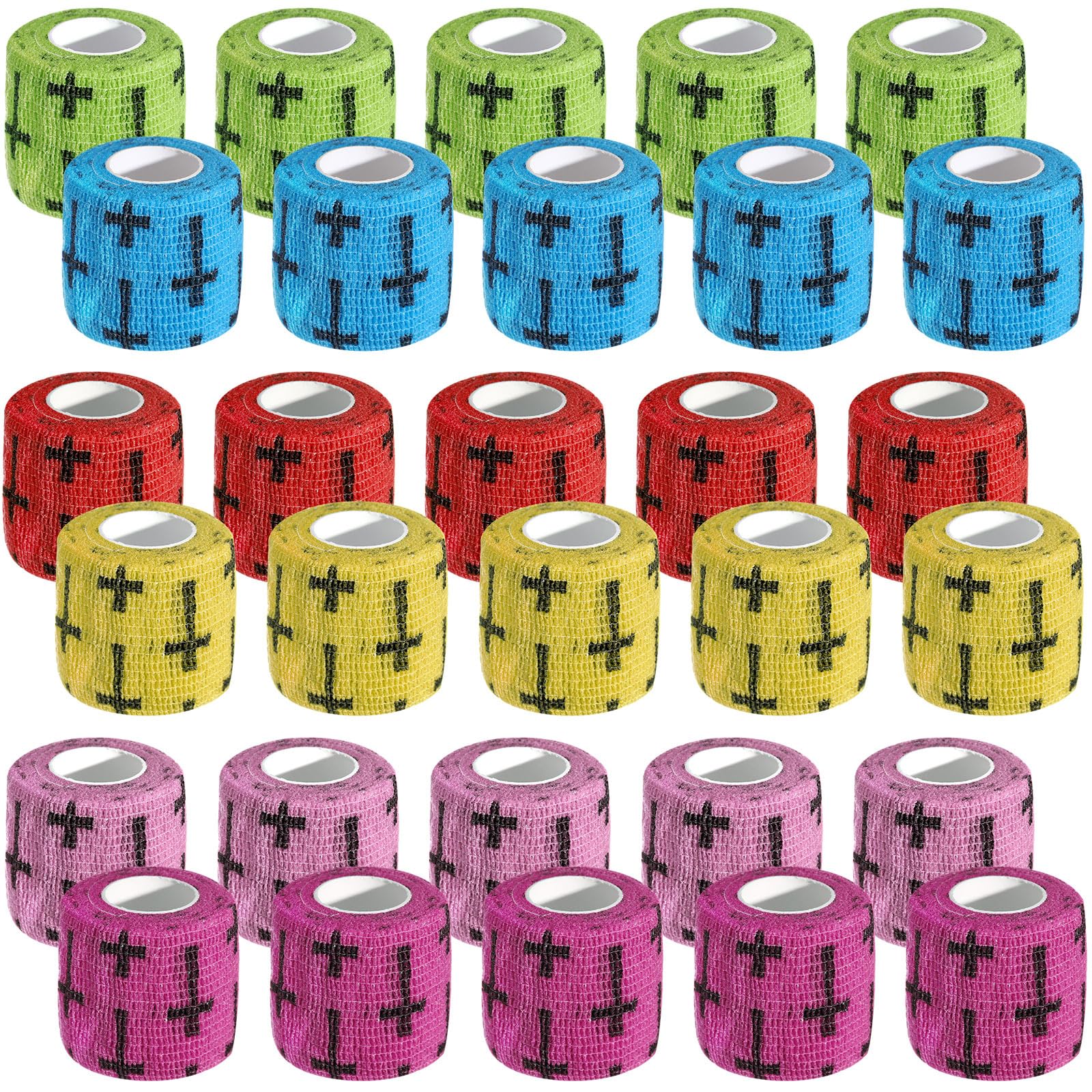 30 Pcs Cross Athletic Wrist Tape Football Self Adhesive Elastic Christian Tape 2 Inch x 5 Yard Non