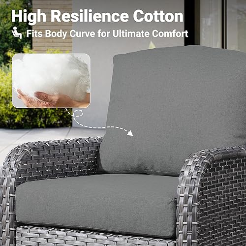 Miniatura 5 de ovios Juego de 2 piezas de muebles para patio, sillas de mimbre para exteriores de 2, sillas de ratán de respaldo alto para todo tipo de clima de 2