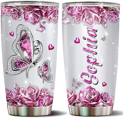 Miniatura 8 de Regalos personalizados de pavo real para mujeres, taza de café aislada de acero inoxidable de 20 onzas, botella de agua, termos, regalo para esposa,