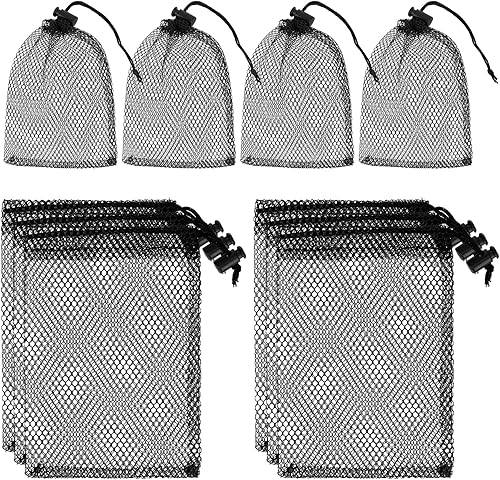 Sliverdew 10 bolsas pequeñas de malla con cordón, bolsa de malla negra con cordón, mini bolsa de red de nailon con cordones pequeñas bolsas de viaje