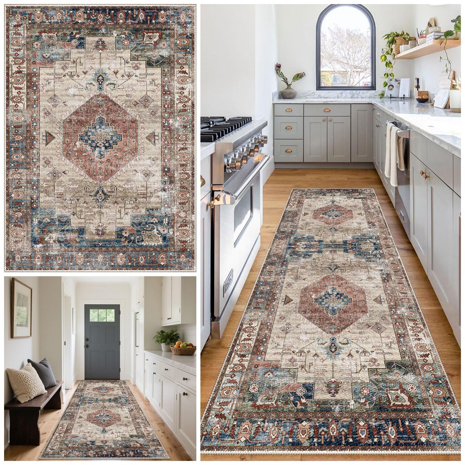 Carpet Runners for Hallways Non Slip Machine Washable Kitchen Runner Long Carpet Runner Absorbent Carpet Floor Mat Rug Hallway Hall Runner Narrow Rugs Area Rug Runner Rug for Hallway 80 x 150 cm