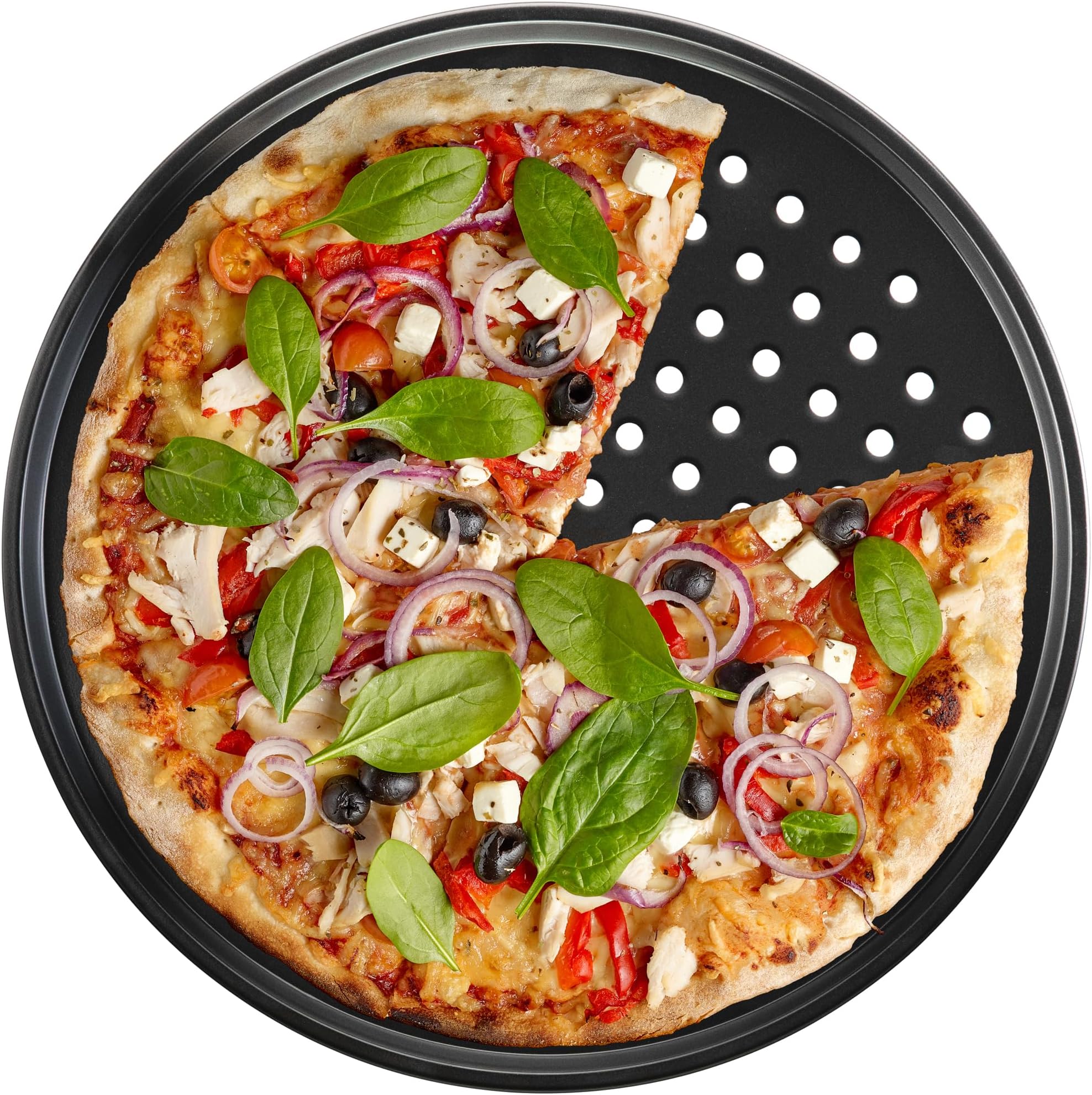 DecorRack 13 Inch Pan, Perforated Pizza Tray, NonStick