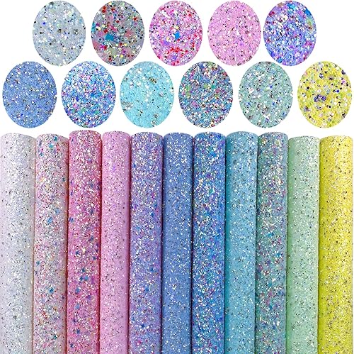 Shalun Sábanas de lujo con diamantes de imitación de piel sintética de Cenicienta con purpurina gruesa de 8 x 12 pulgadas, lazos para el pelo de