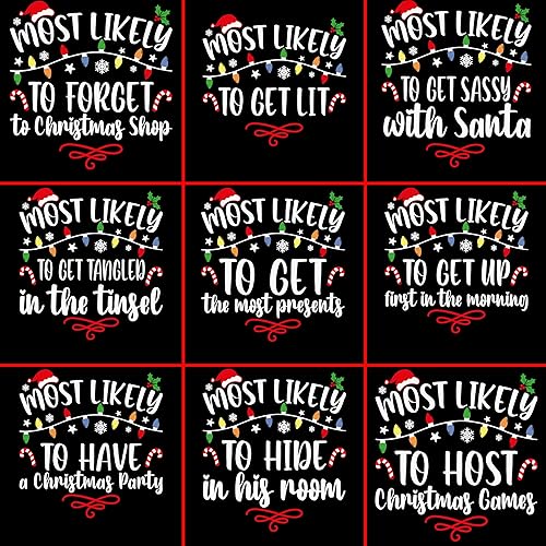 Miniatura 4 de Most Likely To Christmas Shirts For Family 50 Quotes Family Matching Christmas Shirts Funny Christmas T-Shirts Custom Text Personalized Tees for