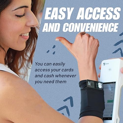 Miniatura 3 de Wallet Sleeve, Paquete de 3 pulseras ligeras para correr, senderismo, entrenamiento, bolsa con cremallera RFID para efectivo, tarjetas y pequeños