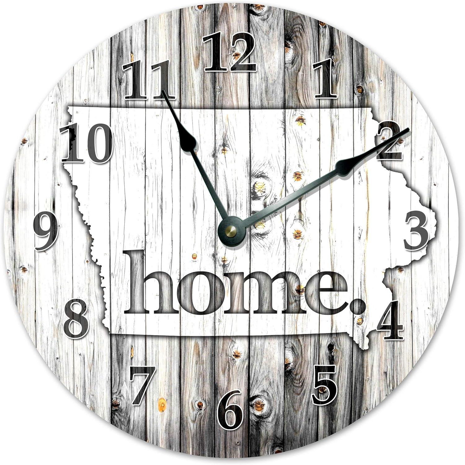 Ohio State Home Silent Non Ticking Round Battery Operated Handmade Hanging Large10.5 Inch Wall Clock for Bedroom Office Cottage Decoration