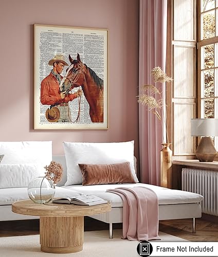 Miniatura 6 de Poster Master Póster artístico de diccionario, estampado retro de vaquero y caballo, arte del salvaje oeste, arte occidental, arte moderno, regalo