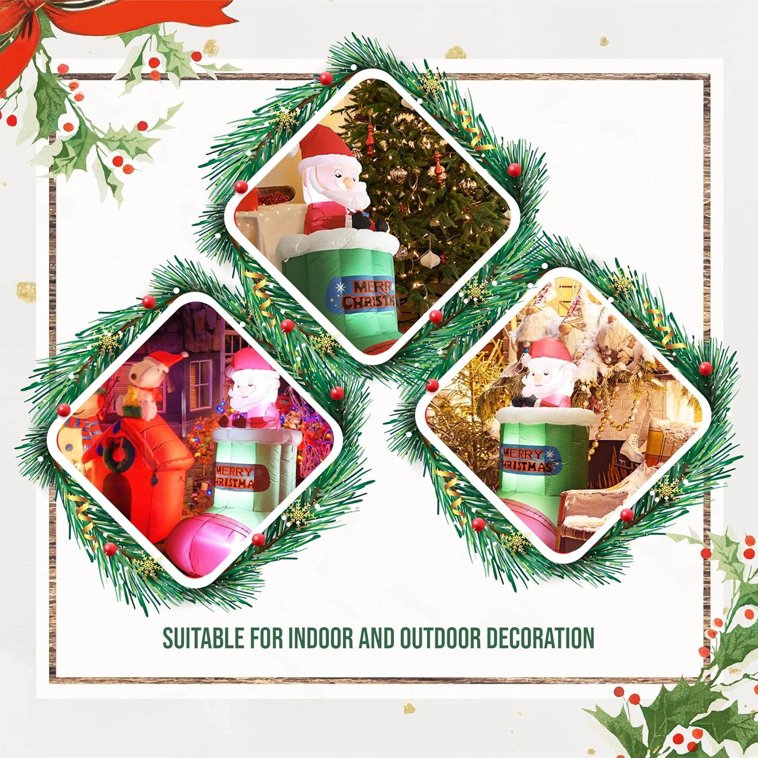 Primo Lines 6ft Christmas Inflatable Santa Claus – Outdoor Decorations with Built-in LEDs, Blow-Up Santa for Yard Decorations, Xmas Decorations for Indoor, Garden, Lawn, Winter Decor - Image 9