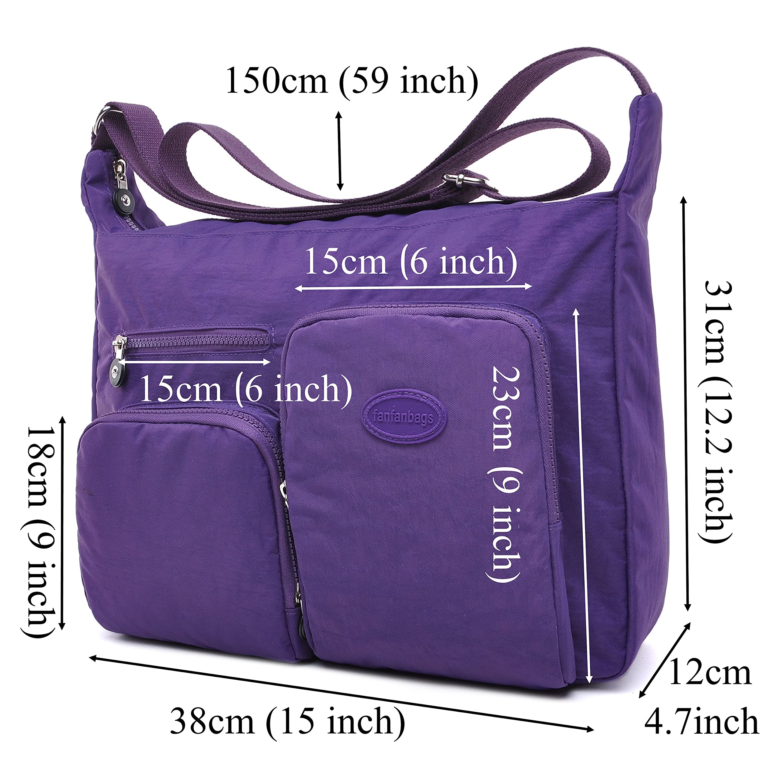 Efanliu Borsa da Viaggio Donna Grande Borse a Tracolla Scuola Postino Tasche Impermeabile Nylon Spalla Sportiva Tasca