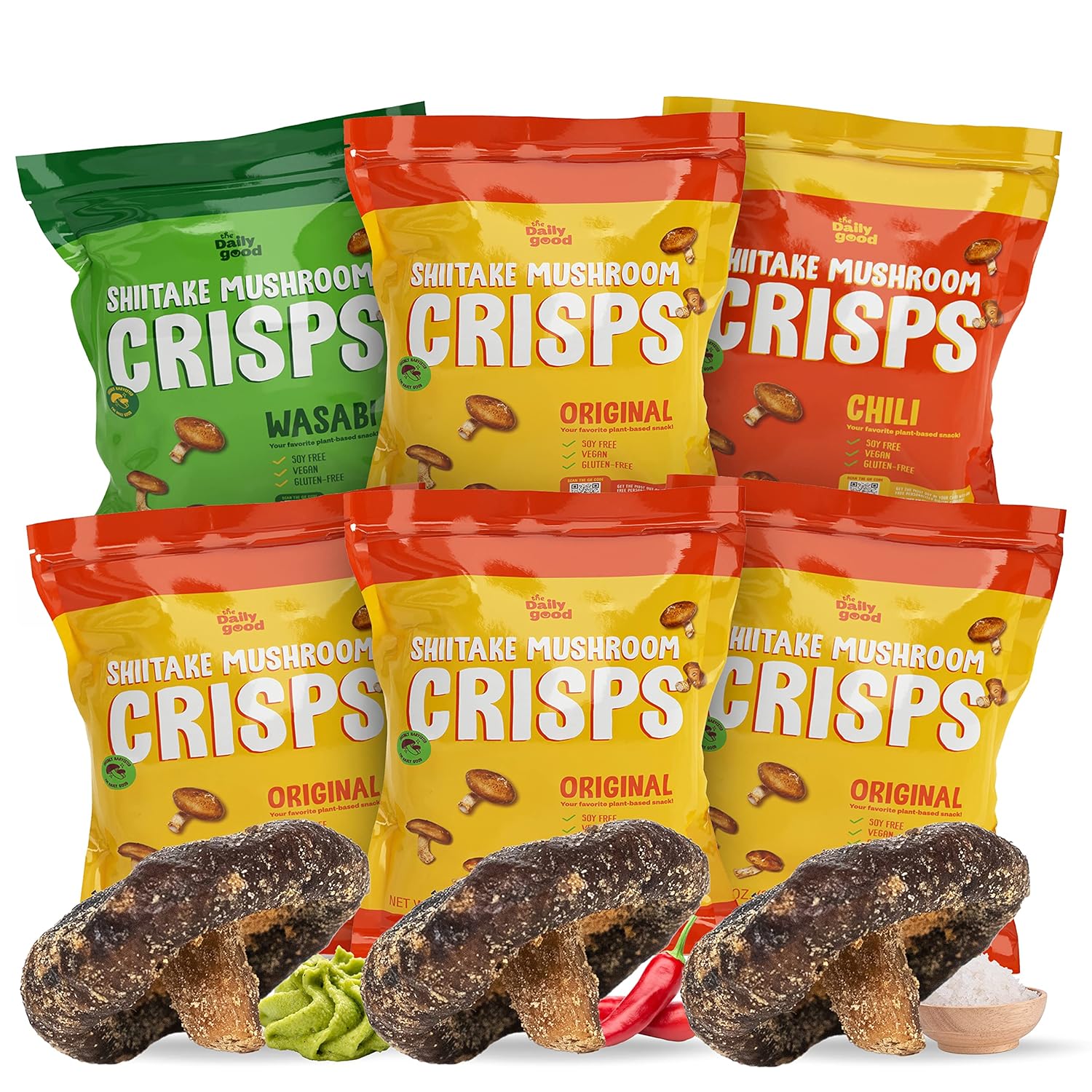 The Daily Good Shiitake Mushroom Crisps Crunchy & Delicious Mushroom Chips, Gluten