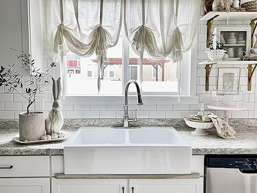 Parker - Fregadero de cocina de 33.85 pulgadas de tiro rápido, con doble agujero y desagües