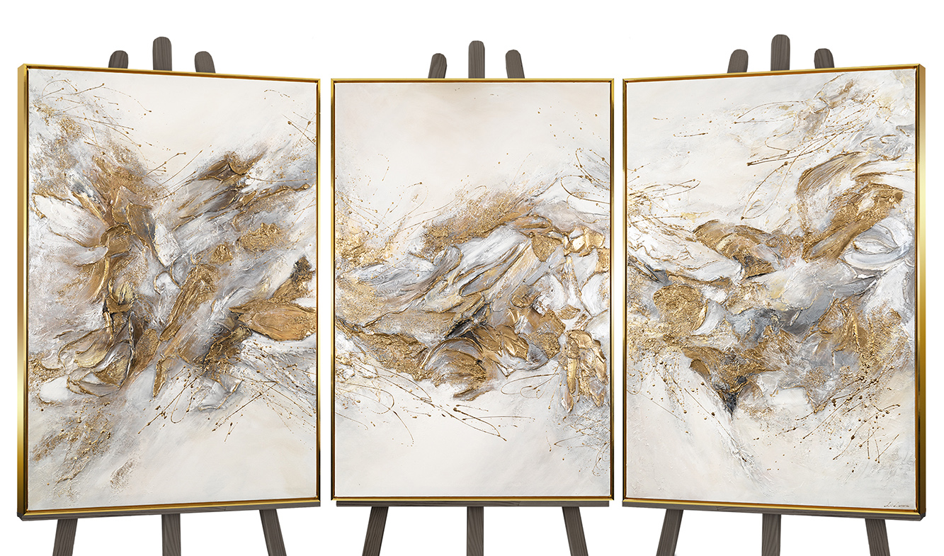 Tableau Abstrait Moderne 'Ligne De Chance' 140x70 Cm - Peinture Acrylique Main Sur Toile, Décoration Murale